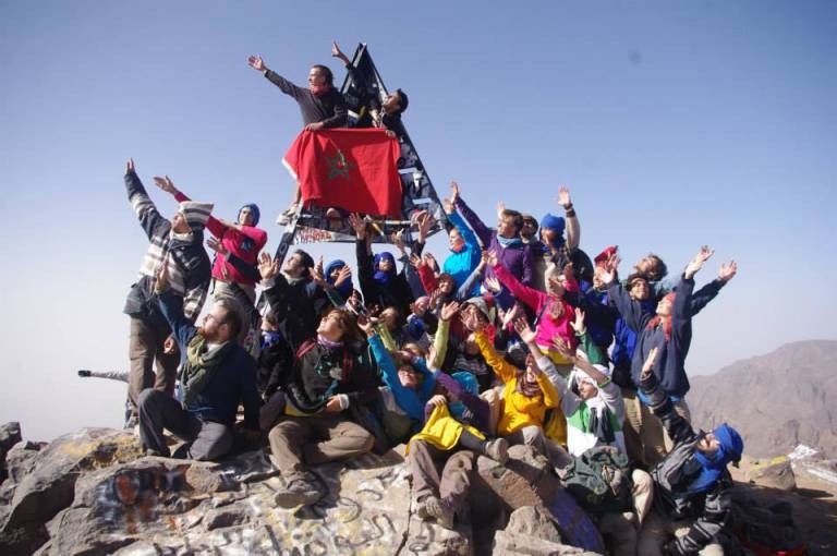 Los ruteros en la cima del Toubkal